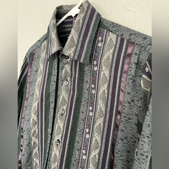 Kenneth Cole Shirt Mens Medium M Floral Button Up Collared Long Sleeve LIKE NEW - Picture 3 of 6